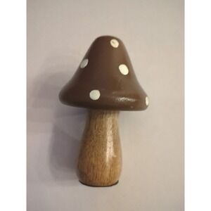 Wooden Brown White Brown Mushroom Decorative Figurine